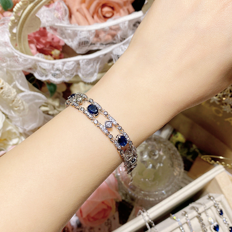 Imitation natural blue gemstone gold-plated studded ring earrings necklace bracelet