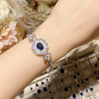 Imitation natural blue gemstone gold-plated studded ring earrings necklace bracelet