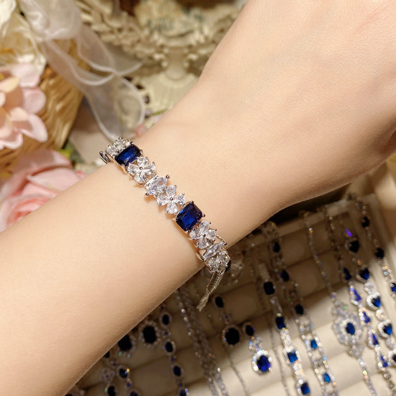 Imitation natural blue gemstone gold-plated studded ring earrings necklace bracelet