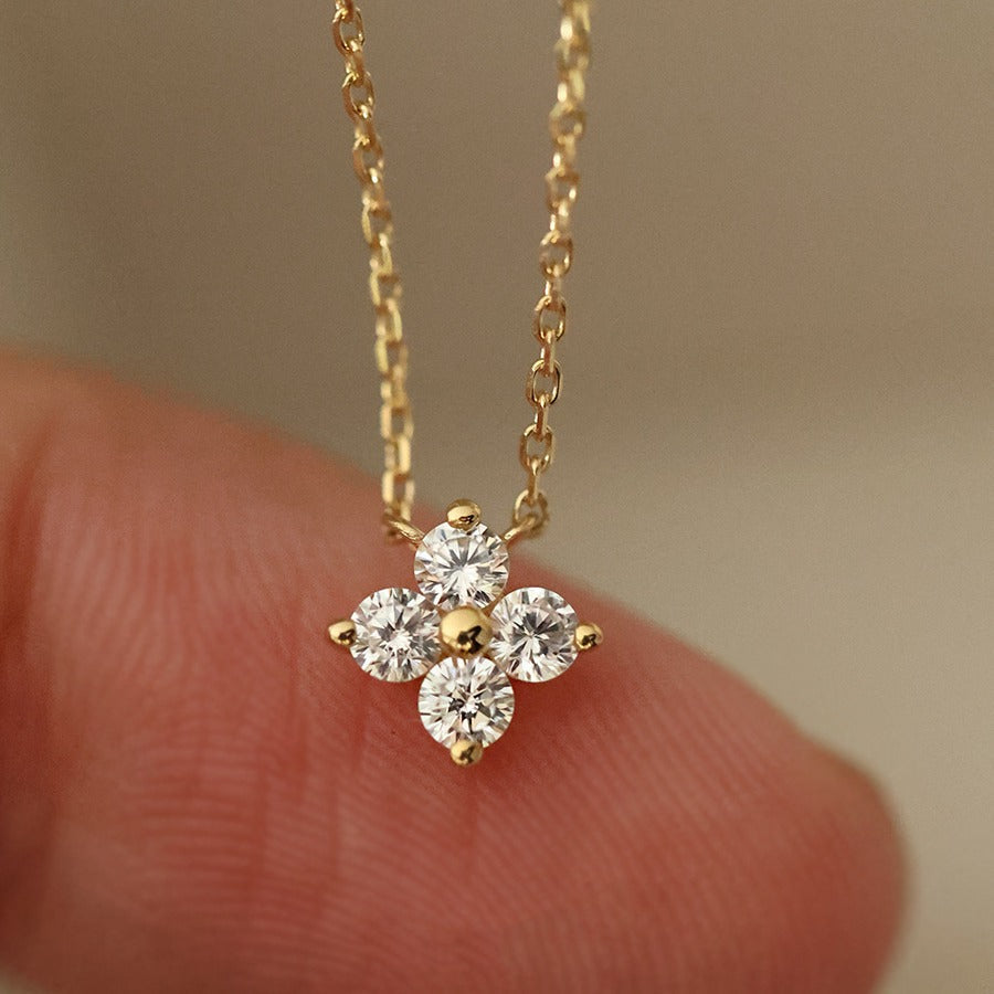 S925 silver plated 18K gold clover necklace bracelet ring earrings set