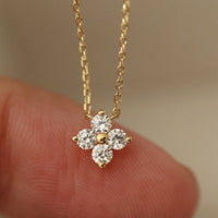 S925 silver plated 18K gold clover necklace bracelet ring earrings set