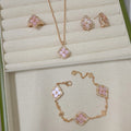 Natural Fritillaria pink clover necklace bracelet ring earrings set