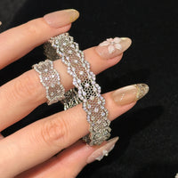 S925 sterling silver openwork lace ring bracelet