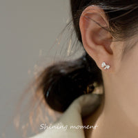 S925 sterling silver studded bow earrings