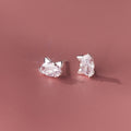 S925 sterling silver single diamond kitten earrings