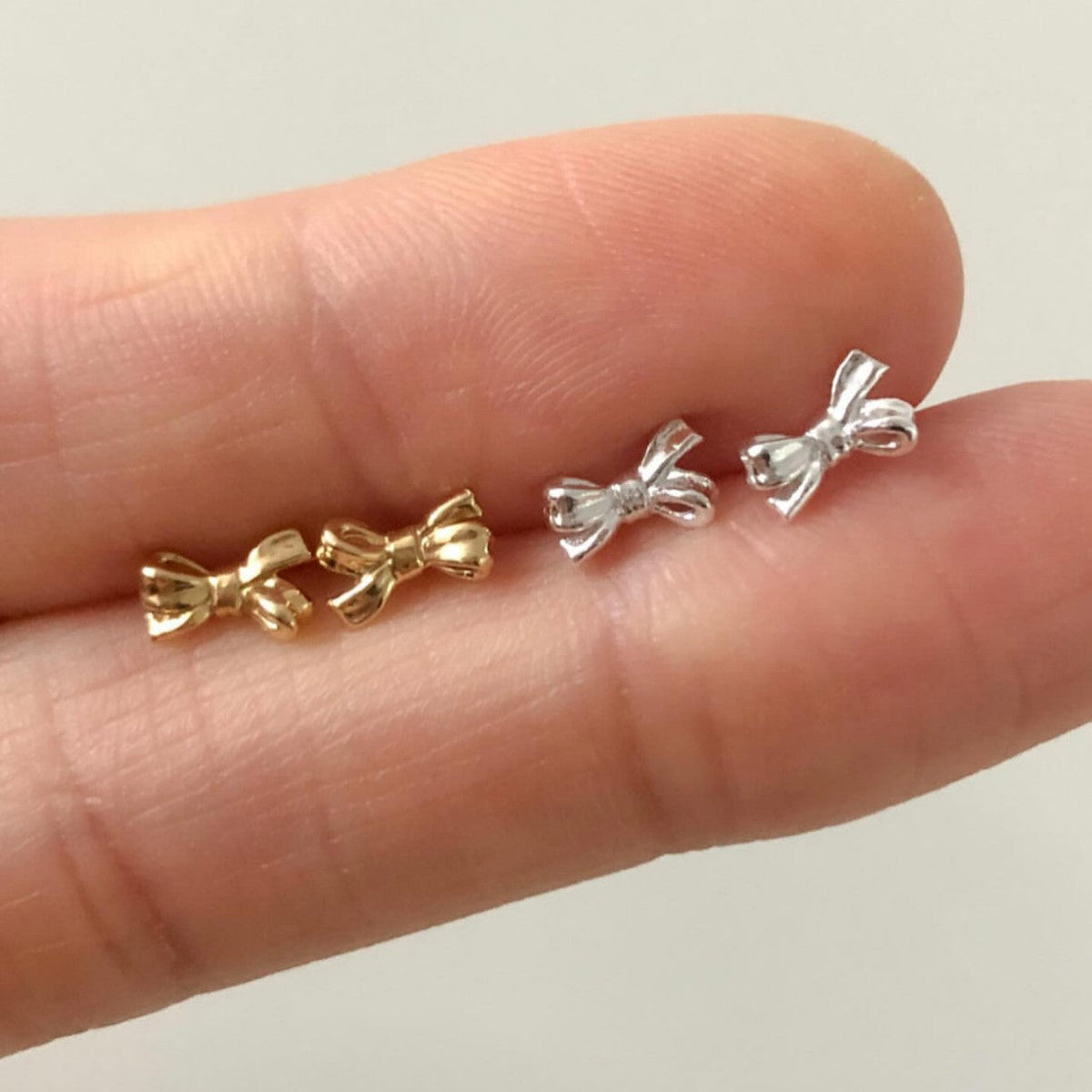 S925 sterling silver bow earrings