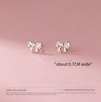 S925 sterling silver studded bow earrings