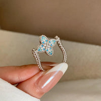 Full of diamond laser four-leaf clover ring bracelet earrings necklace set