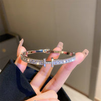 Letters inlaid with zircon bracelet