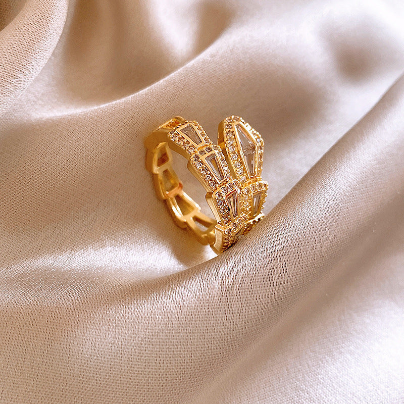 Real gold electroplated zircon split ring
