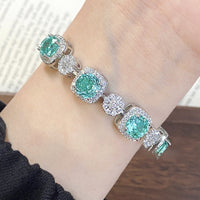 Blue bracelet inlaid with high carbon diamond rose.