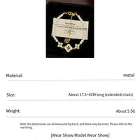 Natural Fritillaria shell with four leaves full of diamonds Swarovski pearl bracelet
