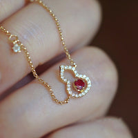 S925 sterling silver 18k gold-plated inlaid zircon gourd necklace bracelet earrings set