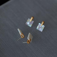 S925 silver needle high-quality stitching white shell necklace earrings set