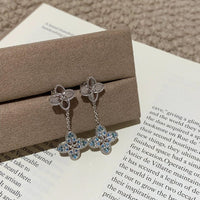 Full of diamond laser four-leaf clover ring bracelet earrings necklace set