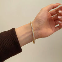S925 Sterling Silver Full Set with Premium Zircon Bracelet 18K Gold-plated