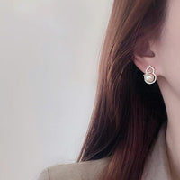 Bow gourd pearl earrings S925 sterling silver