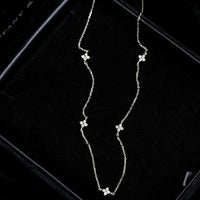 S925 sterling silver diamond four-leaf clover necklace