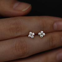 S925 silver plated 18K gold clover necklace bracelet ring earrings set
