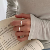 S925 sterling silver matte brushed eight-star flashing zirconium ring