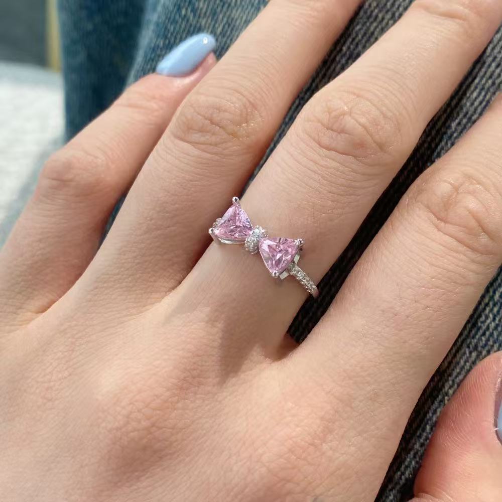 Pink Bow S925 Sterling Silver Ring