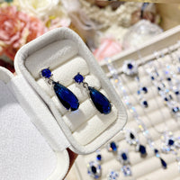 Imitation natural blue gemstone gold-plated studded ring earrings necklace bracelet