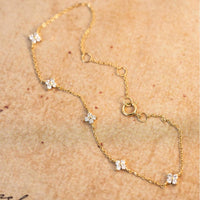 S925 silver plated 18K gold clover necklace bracelet ring earrings set