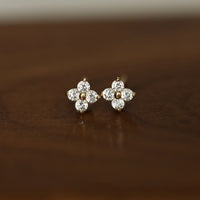 S925 silver plated 18K gold clover necklace bracelet ring earrings set