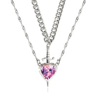 COUPLE HEART & SWORD Matching Necklaces