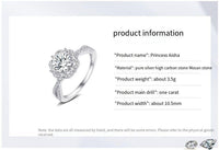 S925 silver one carat D color Mosan diamond ring