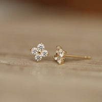 S925 silver plated 18K gold clover necklace bracelet ring earrings set