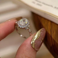 S925 sterling silver diamond-studded flower ring