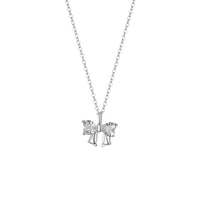 S999 sterling silver zircon bow necklace
