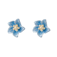 S925 Silver Blue Flower Earrings Camellia