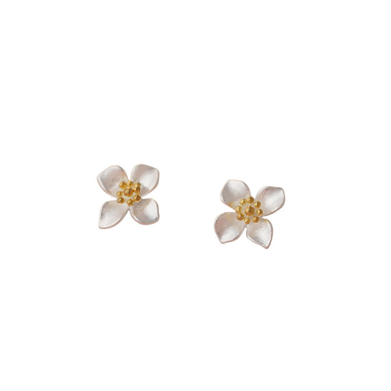 S999 sterling silver gardenia necklace earrings set