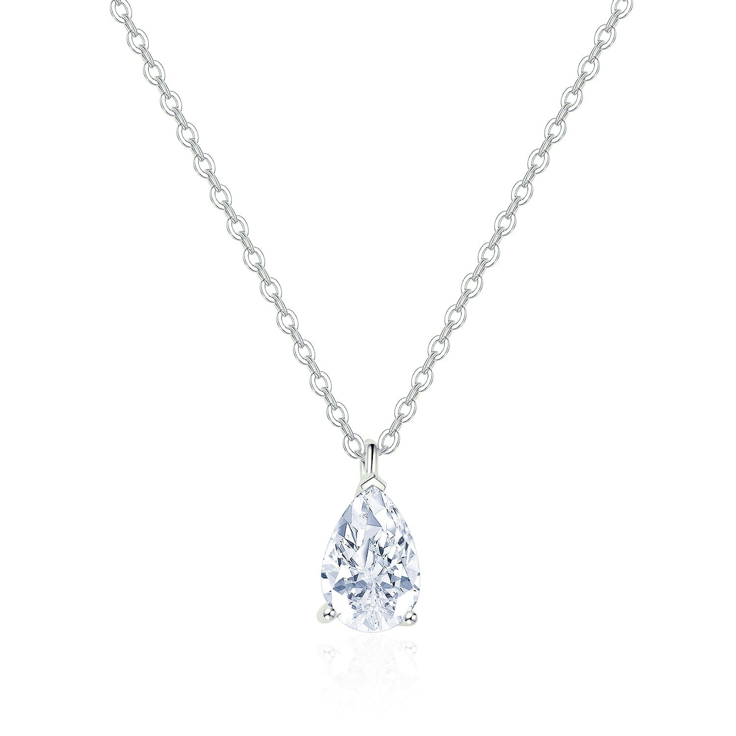 Sterling silver drops of love Mosan stone necklace one carat and two carats