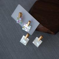 S925 silver needle high-quality stitching white shell necklace earrings set