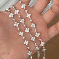 Sterling silver s925 high carbon diamond four-leaf clover bracelet