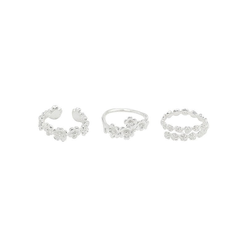 S925 sterling silver flower ring