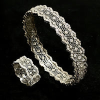 S925 sterling silver openwork lace ring bracelet