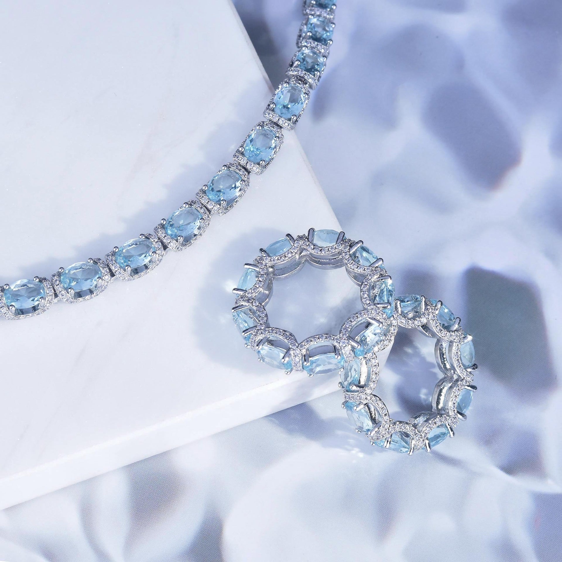 Diamond lace navy bracelet ring