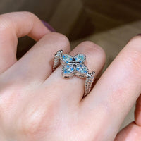 Full of diamond laser four-leaf clover ring bracelet earrings necklace set