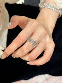S925 sterling silver openwork lace ring bracelet