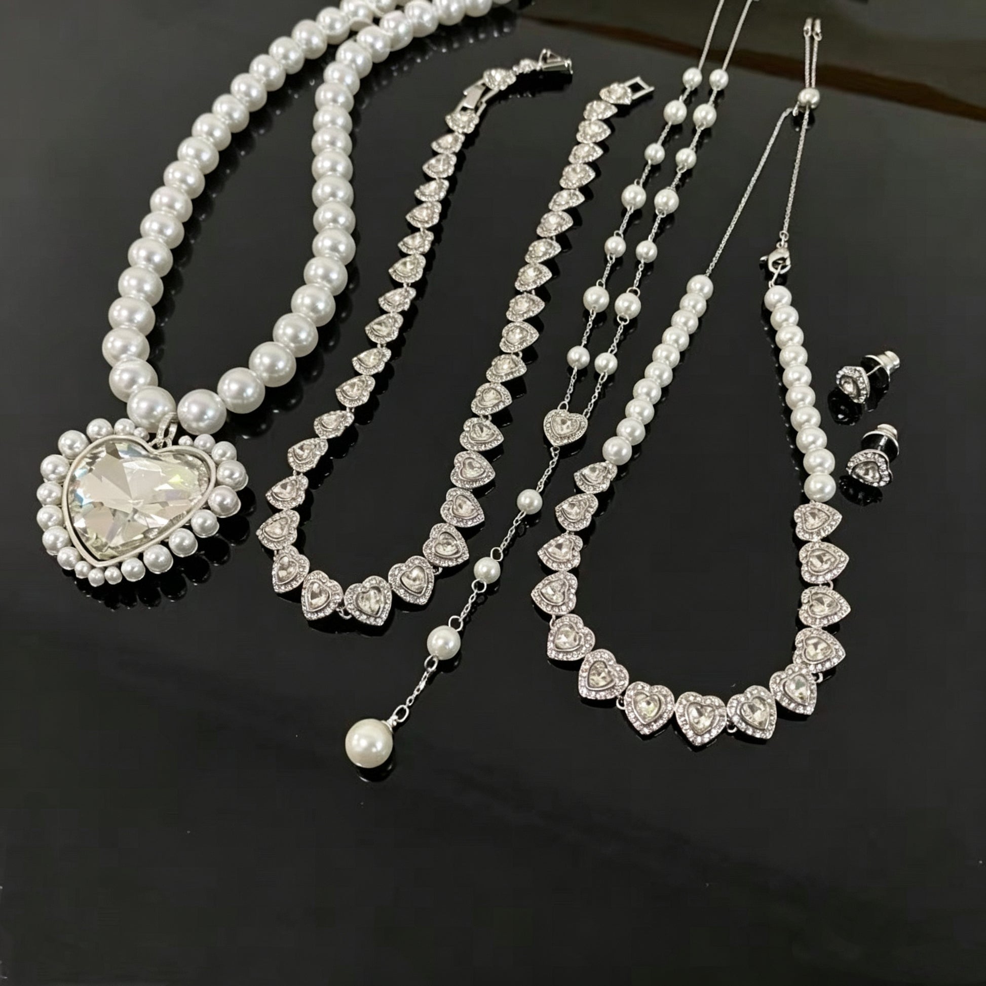 Crystal Heart Jewelry Set | Luxury Rhinestone