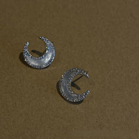 Deep Sea Natural White Mother Shell s925 Sterling Silver Moon Necklace Earring Set