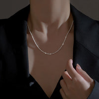 S925 sterling silver glitter moon OT buckle necklace