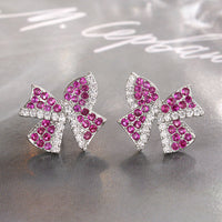 Red corundum zircon flower earrings bracelet necklace set