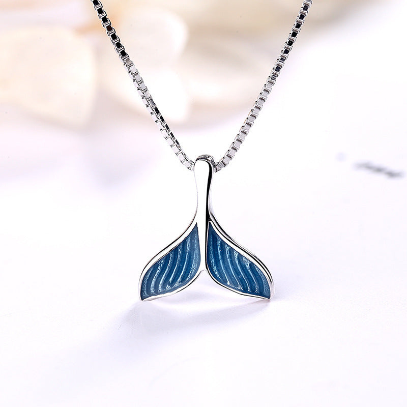 Blue fishtail series necklace ring bracelet earrings set