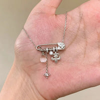 S925 sterling silver brushed iris star pin necklace