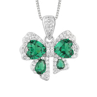 Emerald Butterfly Set S925 Silver Needle Earrings Necklace Ring